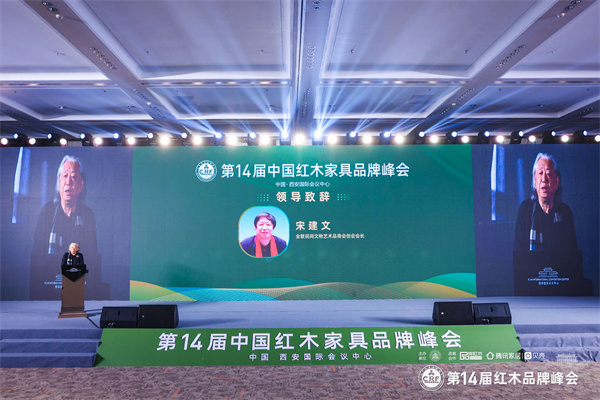 全联民间文物艺术品商会创会会长宋建文在第14届红木品牌峰会发表讲话